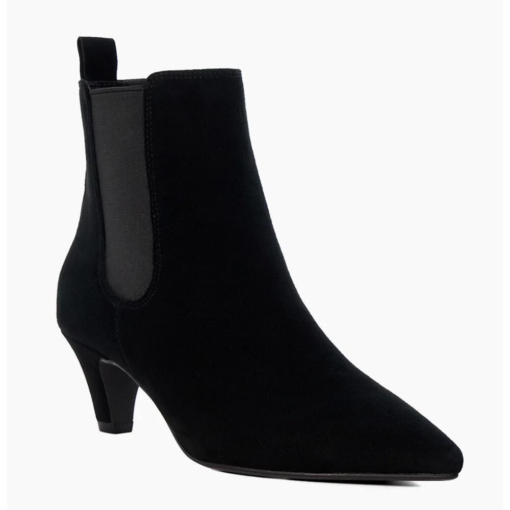Dune London Comfort Kitten Chelsea Ankle Boot Black Suede Sz 7.5/8 US 38 EU NIB